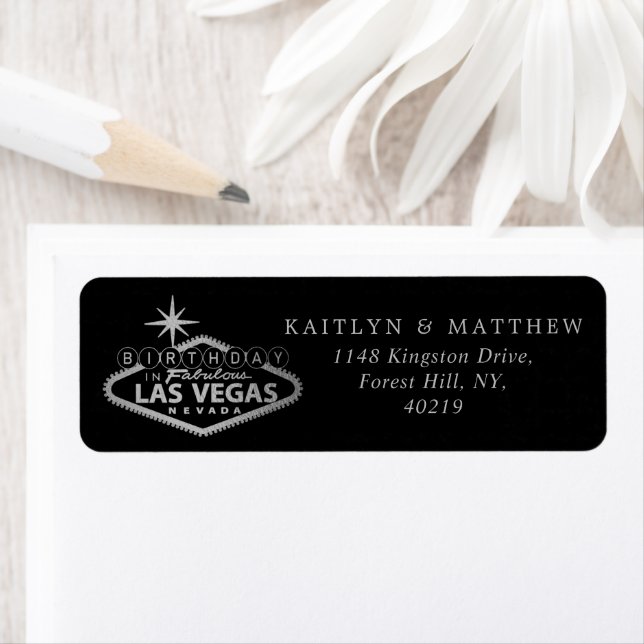 Étiquette Anniversaire élégant de Las Vegas (En situation)