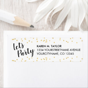 Étiquette Anniversaire Gold Faux Foil Confetti Blanc