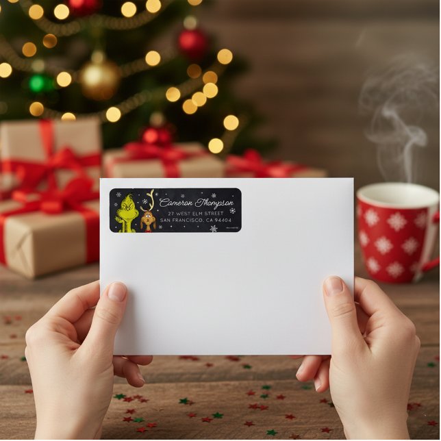 Étiquette Anniversaire Grinch Tableau Noir (Créateur téléchargé)