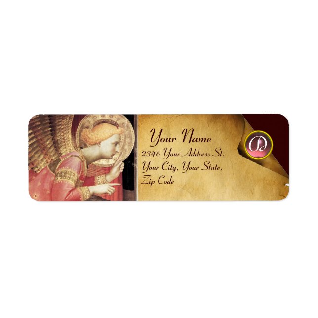 ÉTIQUETTE ANNONCIATION ANGEL IN OR ET ROSE MONOGRAM (Devant)