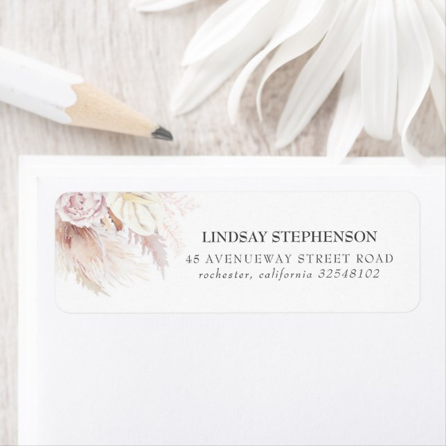 Étiquette Anthuriums et Dusty Fleurs Roses Pampas Grass (En situation)