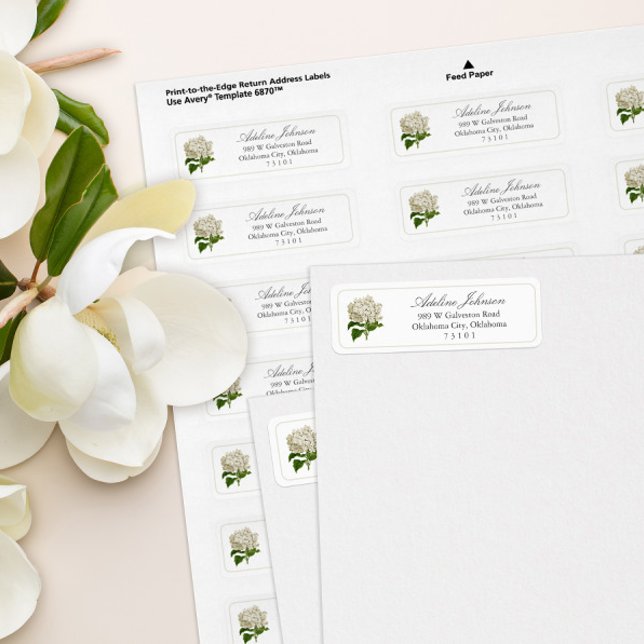 Étiquette Antique Crème Hydrangea Adresse de retour Label (cream ivory hydrangea flower elegant and simple return address label for weddings and showers)