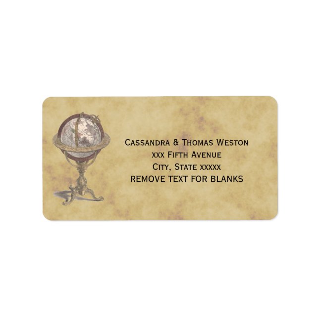 Étiquette Antique Globe, Distressed BG #2 Adresse (Devant)