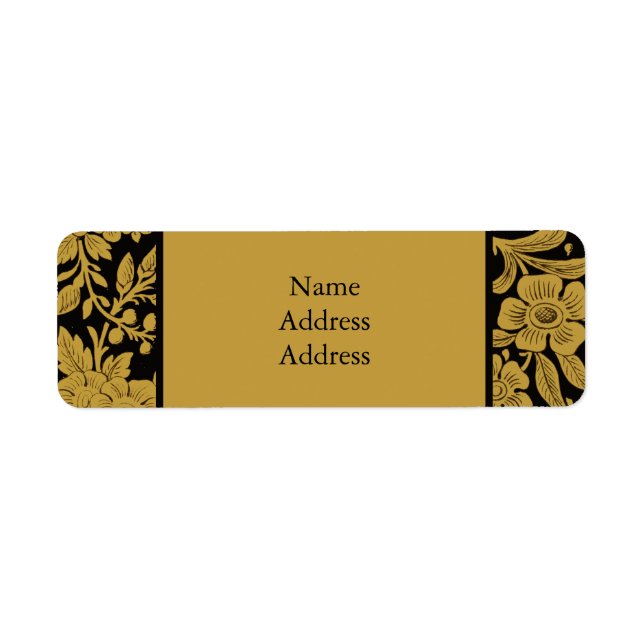 Étiquette Antique Gold Floral Indian Lac-work Black Pattern (Devant)