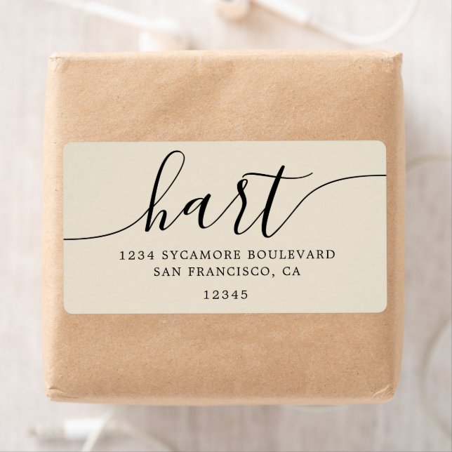 Étiquette Antique White Modern Script Famille Adresse de ret (En situation)