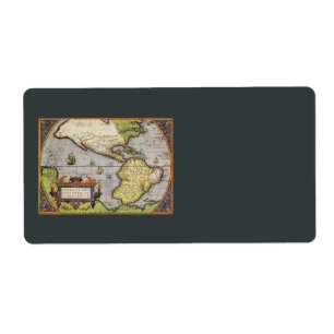Étiquette Antique World Map of the Americas, 1570