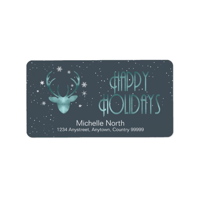 Étiquette Antlers de cerfs Silhouette et flocons de neige Tu (Devant)