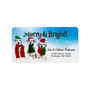 Étiquette APAL - Chiens dalmatiens de Noël dans la neige