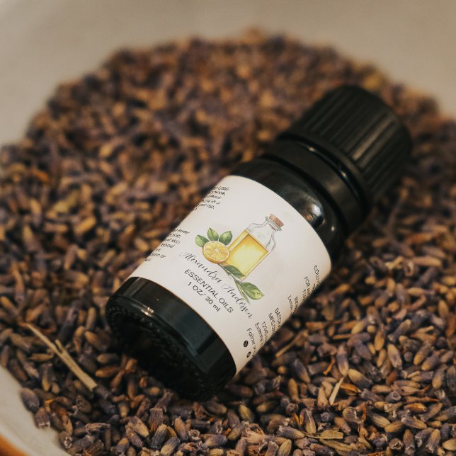 Étiquette Apothécaire Citron Citrus Huiles essentielles Aqua (Apothecary Lemon Citrus Essential Oils Watercolor Label)