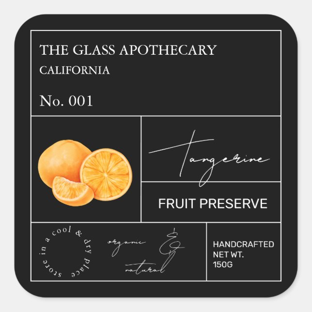 Étiquette Apothecaire Tangerine (Devant)