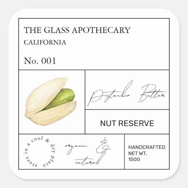 Étiquette Apothecary Pistachio (Devant)