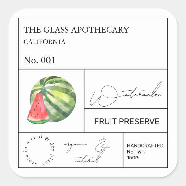 Étiquette Apothecary Watermelon (Devant)