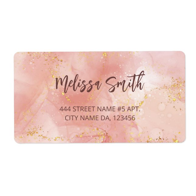 Étiquette Apricot Encre Aquarelle Or Agate Scan QR Code (Devant)