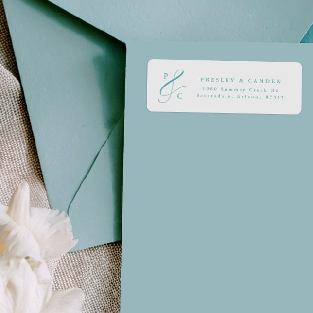 Étiquette Aqua Ampersand Monogram Return Address Labels (Créateur téléchargé)