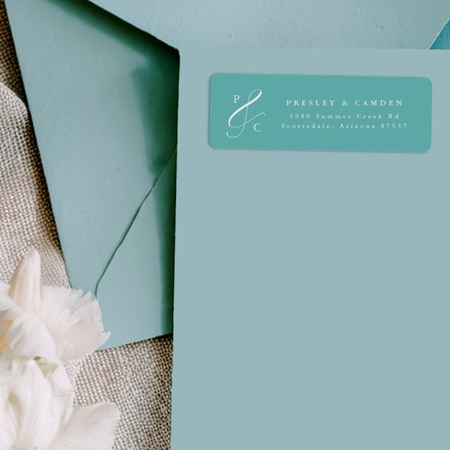 Étiquette Aqua Ampersand Monogram Return Address Labels (Créateur téléchargé)