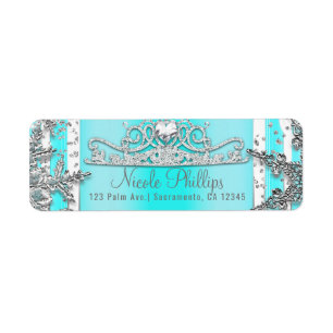 Étiquette Aqua Blue & Silver Winter Wonderland Snowflakes