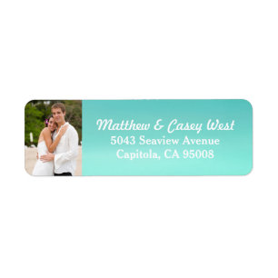 Étiquette Aqua Blue Watercolor Laver la plage Photo