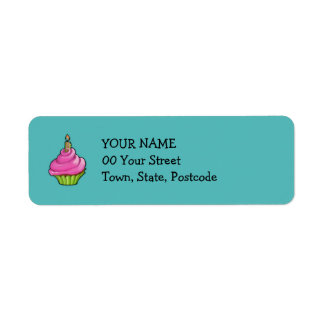 Étiquette Aqua cupcake rose et vert