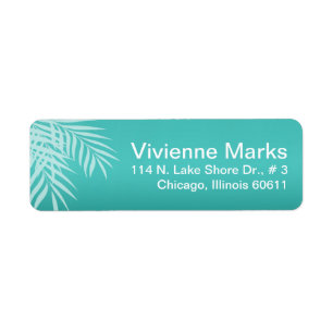 Étiquette Aqua de la silhouette   de palmier de plage