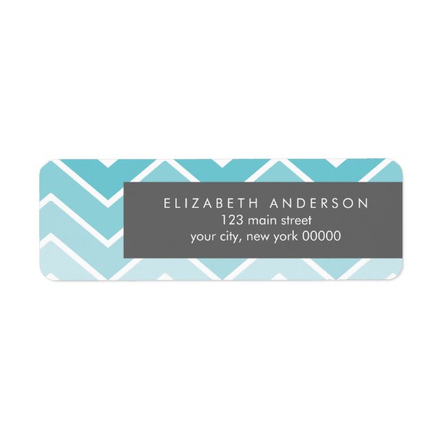 Étiquette Aqua Ombre Zig Zag Chevron Motif (Devant)