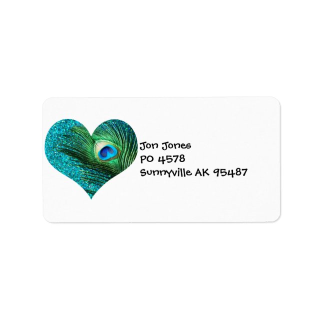 Étiquette Aqua Peacock Heart (Devant)