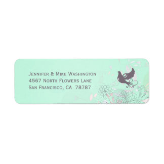 Étiquette Aqua, rose + gris à ressort fleuri adresse de mari
