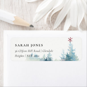 ÉTIQUETTE AQUA SNOWST FOREST PINE TREE CHRISTMAS STAR ADRESS