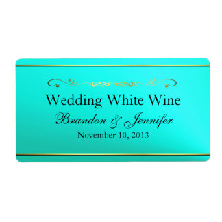 Étiquette Aquamamrine & Or Mariage personnalisé Mini Étiquet