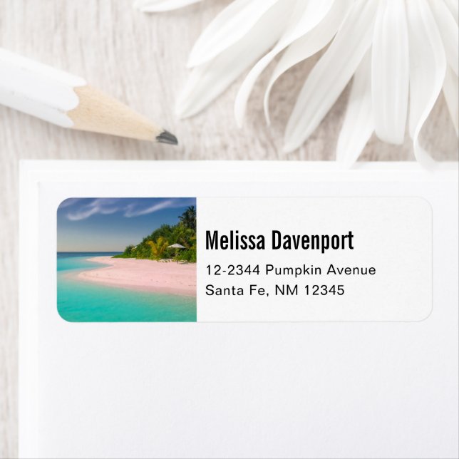 Étiquette Aquamarine Ocean Tropical Beach Scenic (En situation)