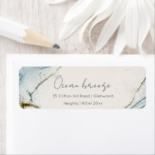 Étiquette Aquarelle Abstraite douce Blue Gold Adresse de pla