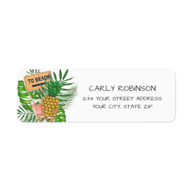 Étiquette Aquarelle Bachelorette Beach Party Adresse de reto (Devant)