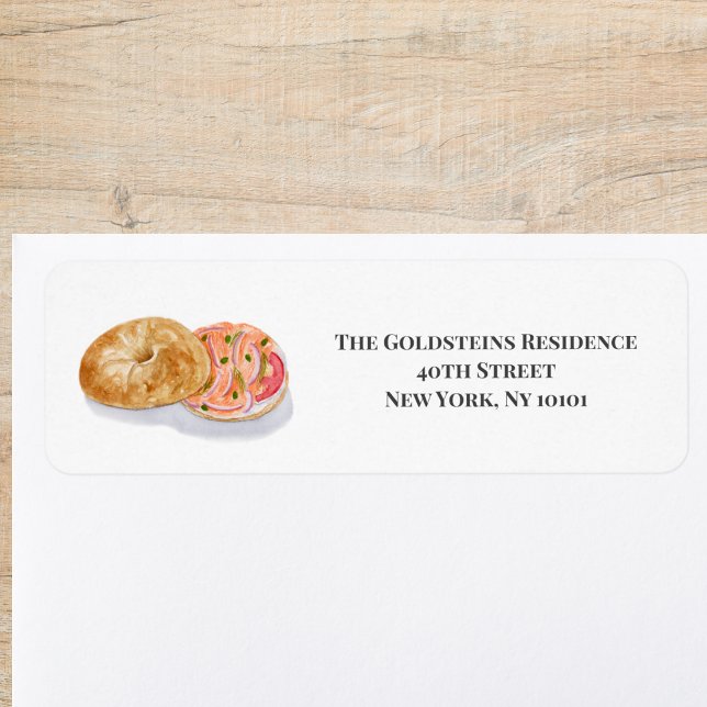 Étiquette Aquarelle Bagels Saumon de fumée (Créateur téléchargé)