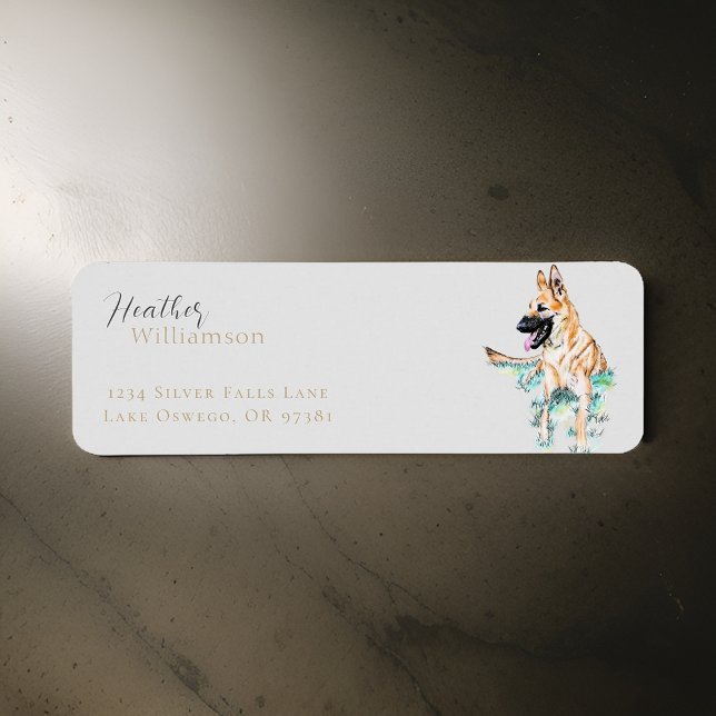 Étiquette Aquarelle berger allemand chien malinois (Créateur téléchargé)