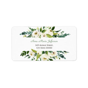 Étiquette Aquarelle blanc Mariage de cadre Floral