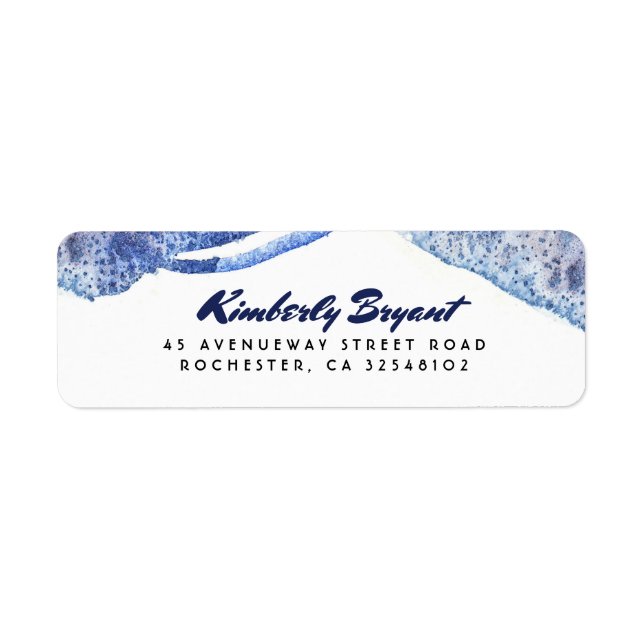 Étiquette Aquarelle bleu cristal Mariage moderne (Devant)