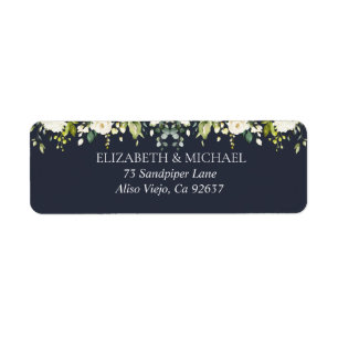 Étiquette Aquarelle bleu et blanc Floral Drop Adresse de ret