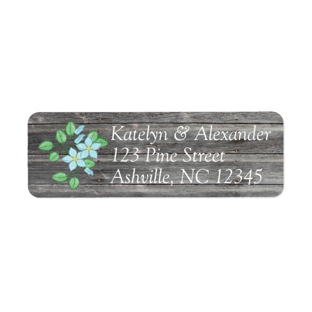 Étiquette Aquarelle Bleu Floral Pays Thème (Devant)