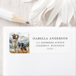 Étiquette Aquarelle bleu Merle Australian Shepherd