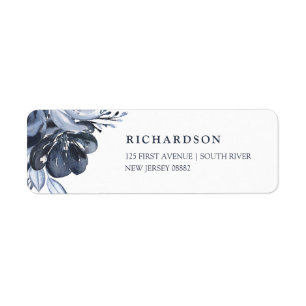 Étiquette Aquarelle bleue du bouquet florale