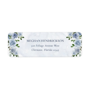 Étiquette Aquarelle Bleue Plutôt Dusty Fleurs