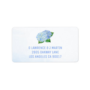 Étiquette Aquarelle Blue Hydrangeas