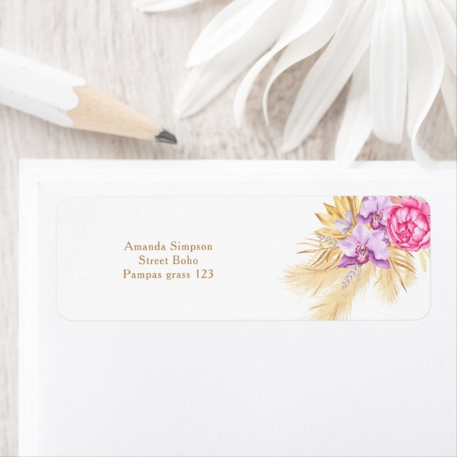 Étiquette Aquarelle boho herbe de pampas - Baby shower (En situation)