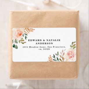 Étiquette aquarelle botanique fleurie et feuillage