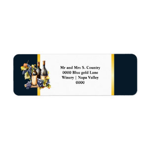 Étiquette Aquarelle bouteilles de vin raisins chic vignoble 