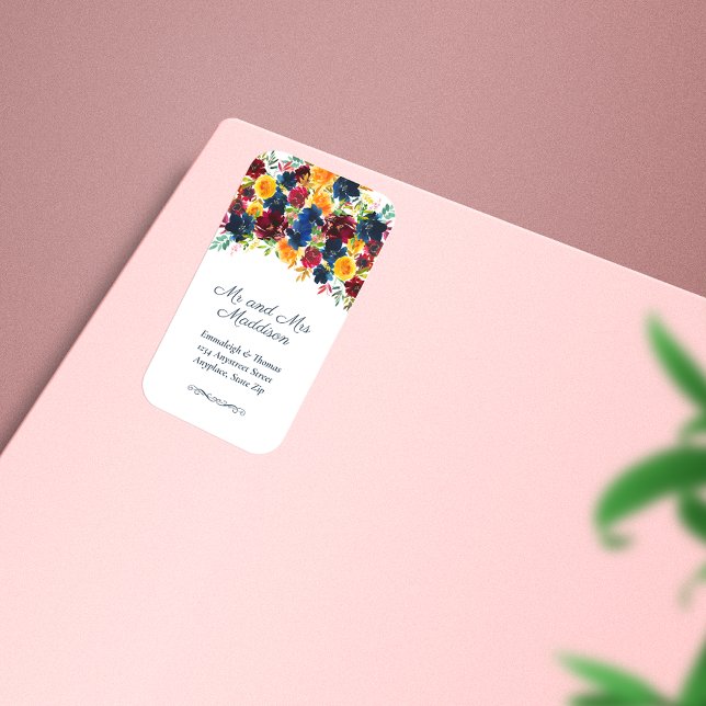 Étiquette Aquarelle brillante Floral Blanc Adresse de retour (Créateur téléchargé)