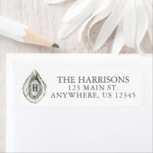 Aquarelle Coastère Huître Monogramme Adresse