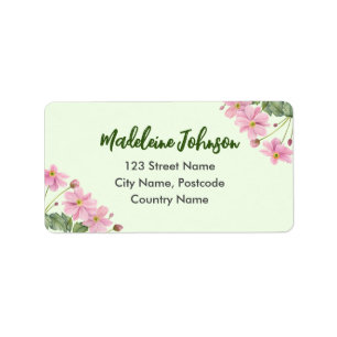 Étiquette Aquarelle commerciale Doux rose japonais Anemone