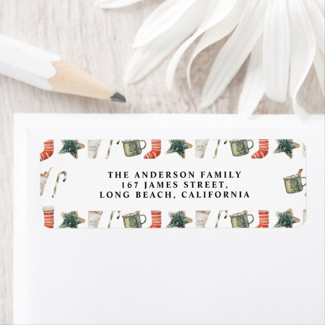 Étiquette Aquarelle cookie de Noël traditionnel élégant (En situation)