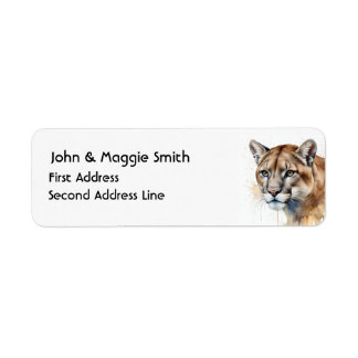 Étiquette Aquarelle Cougar Mountain Lion Art animal