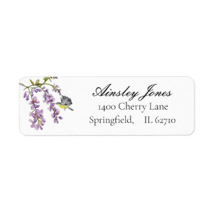 Étiquette Aquarelle de fleur Purple Wisteria